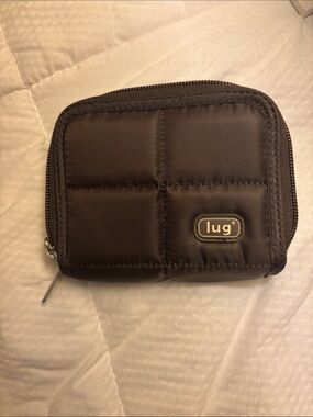 lug Quilted Black Compact Zip Wallet